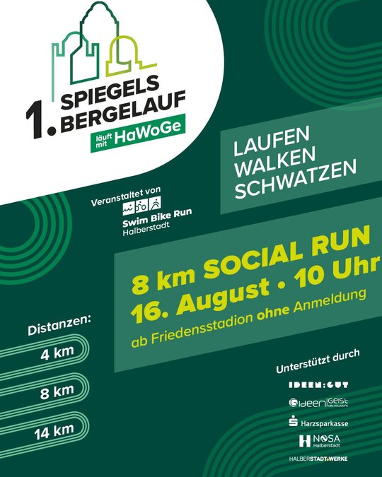🏃♀️ Der letzte Social Run vor dem Spiegelsbergelauf! 🏃♂️
Bevor es am 12.09. ernst wird, sammeln wir noch einmal... 🏃♀️ Der letzte Social Run vor dem Spiegelsbergelauf! 🏃♂️
Bevor es am 12.09. ernst wird, sammeln wir noch einmal...